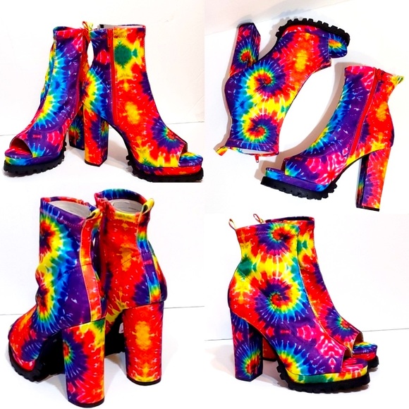 Tie-Dye Peep Toe Booties - Picture 4 of 5